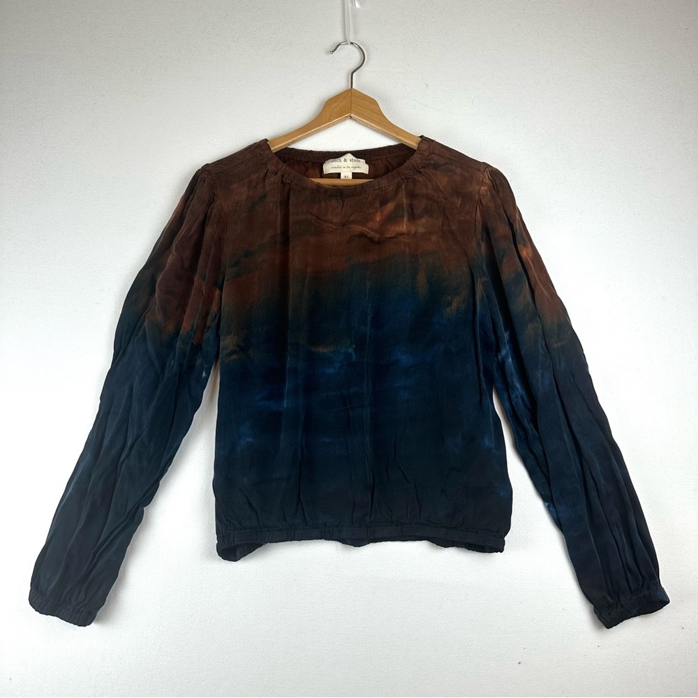Cloth & Stone Ombre' Dyed Blouse Silky Office